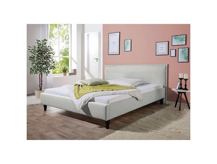Lit capitonné Torvik 180 x 200cm Tissu structuré Gris/Galet