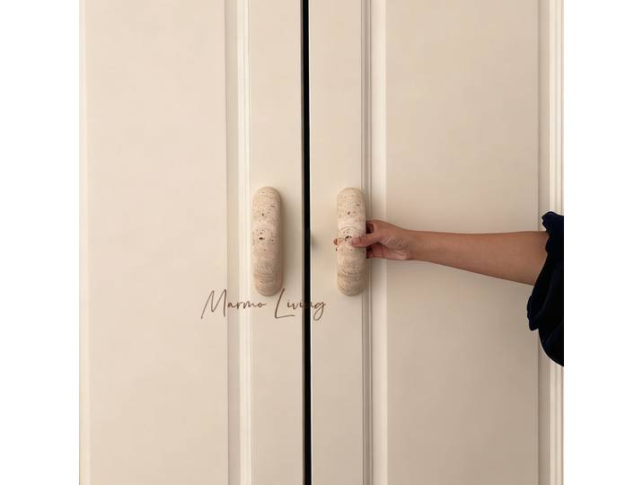 Poignée de porte en travertin naturel de style Wabi Sabi français, poignée en marbre pour armoire, arche de luxe pour villa