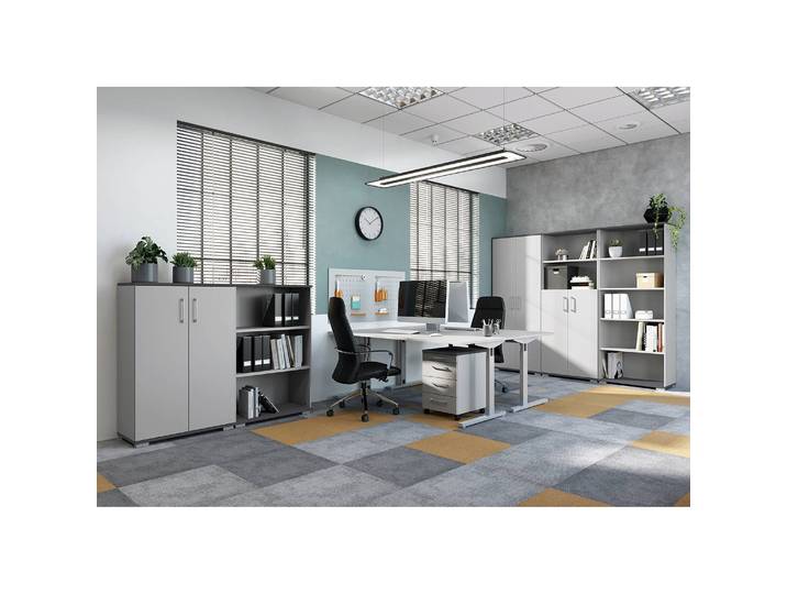 home24 Bureau 160cm grijs/lichtgrijs