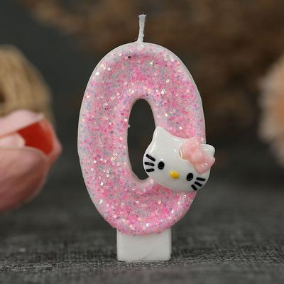 Tiny Tots Teens Trends Cinnamoroll Hello Kitty Number Candles, Cartoon Character 3D Cake Topper, Birthday Anniversary Plug In Party Decoration hello Kitty 0