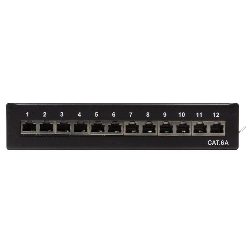 LogiLink Patchpaneel CAT 6A STP, 12 poorten, zwart, tafel/wandmontage