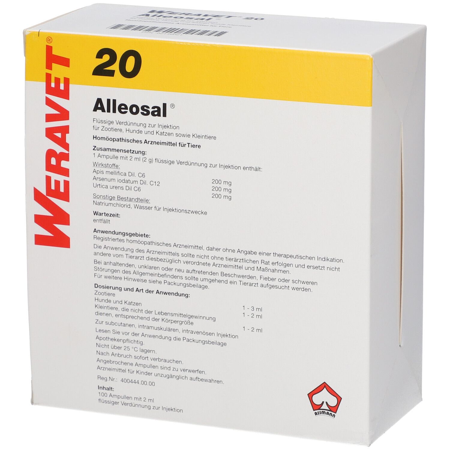 Alleosal 20 Amp.f.Hunde/Katzen/Klein-u.Zootiere 100x2 ml Ampullen