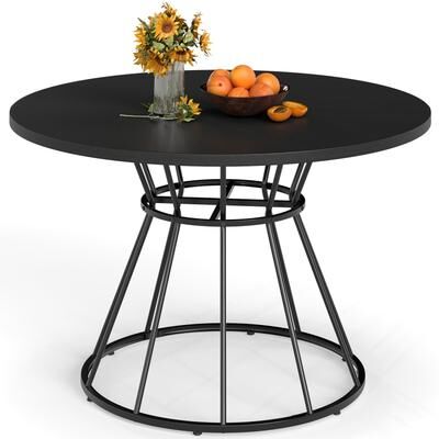 Lirago 47 Inches Round Dining Table for 4 Farmhouse Kitchen Table with Wooden Tabletop