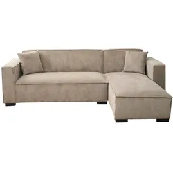 Oviala Business Festes 3-Sitzer-Ecksofa mit geradem Meridian Taupe