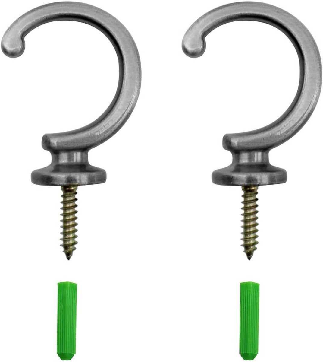 Dailygoods Gordijnhaken Zwart - 2 Stuks - Zinklegering - Wandhaken