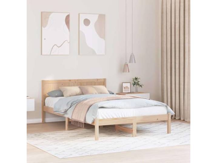 YUTAASU Bettgestell Braun 120 x 200 cm Massivholz Kiefer Mit Kopfteil, Modernes Design, Einfache Montage, Pflegeleicht, Stabil