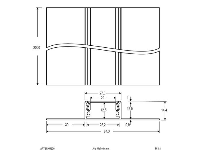 EVN Alu Trockenbauprofil 200cm mit opaler Abdeckung, alu / grau / zink, Aluminium