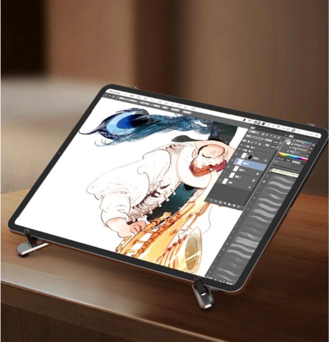 INF Universeller magnetischer Ständer für Smartphone, Tablet und Laptop mit 7 verstellbaren Winkeln Schwarz
