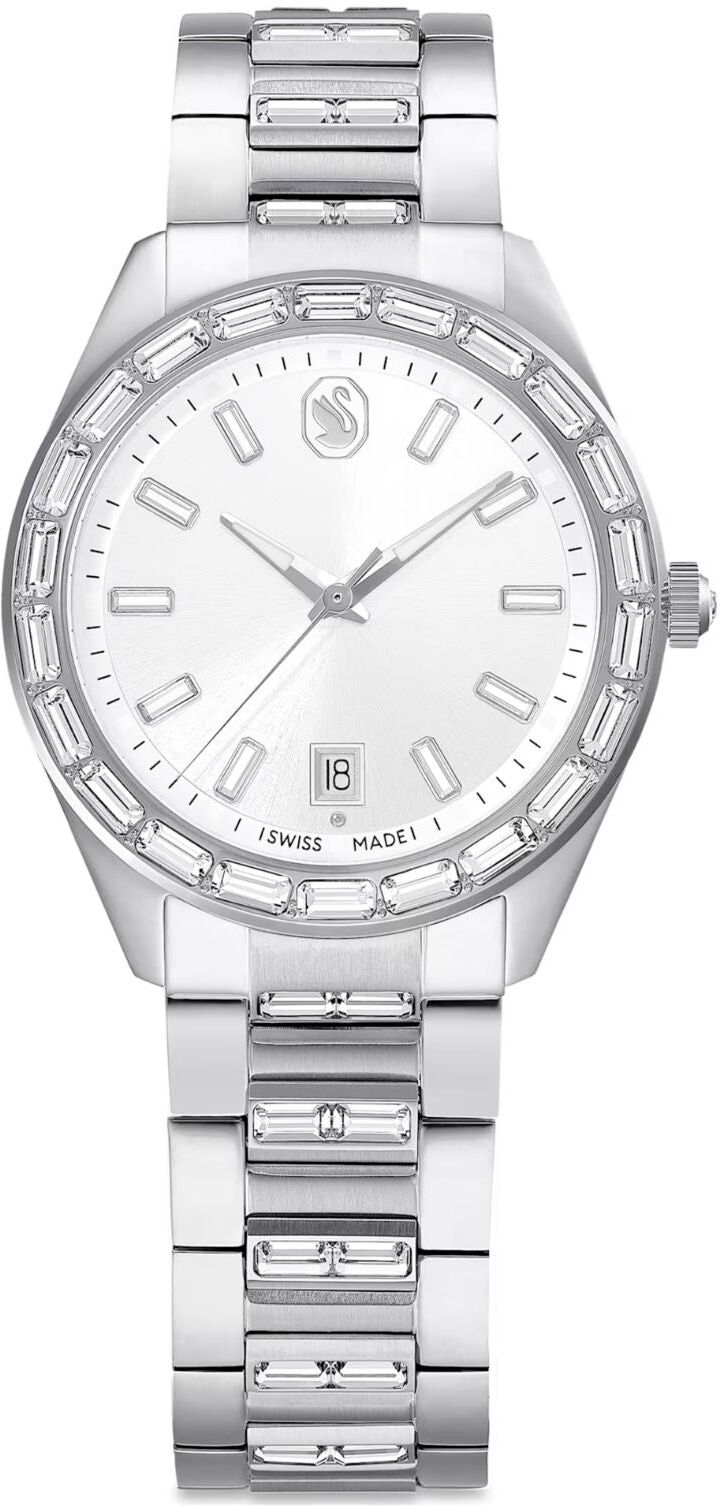 Swarovski Matrix date rannekello, hopeanväri ja kirkkaat kristallit, 5734665