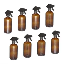 Relaxdays Sprühflasche Glas 500ml 8er Set Braun,Schwarz