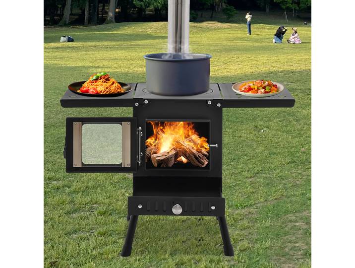 Poêle à bois de chauffage de Camping en plein air pliant, poêle de Camping en plein air, poêle de tente Portable avec tuyaux de cheminée indépendants
