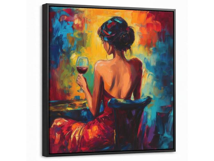 MuchoWow Leinwand Bilder mit Rahmen - Wein - Frau - Stimmungsvoll - Farbenfroh - 50x50, Bordeaux, Quadratisch, 50x50 cm, gerahmt, Bilder & Rahmen, Bilder, Leinwandbilder