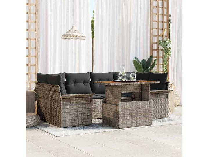 vidaXL Garten-Sofa-Set 7 stk. Grau