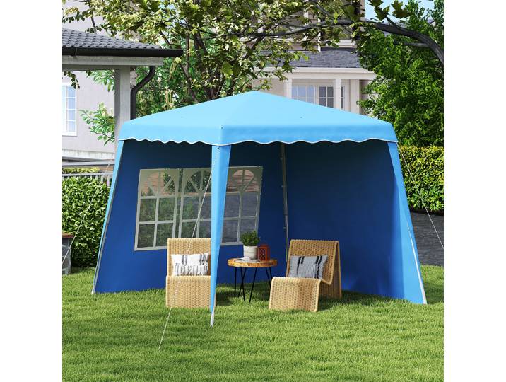 Outsunny Tente Pop-up 2,89x2,89m UV50+ Hauteur Ajustable Bleu