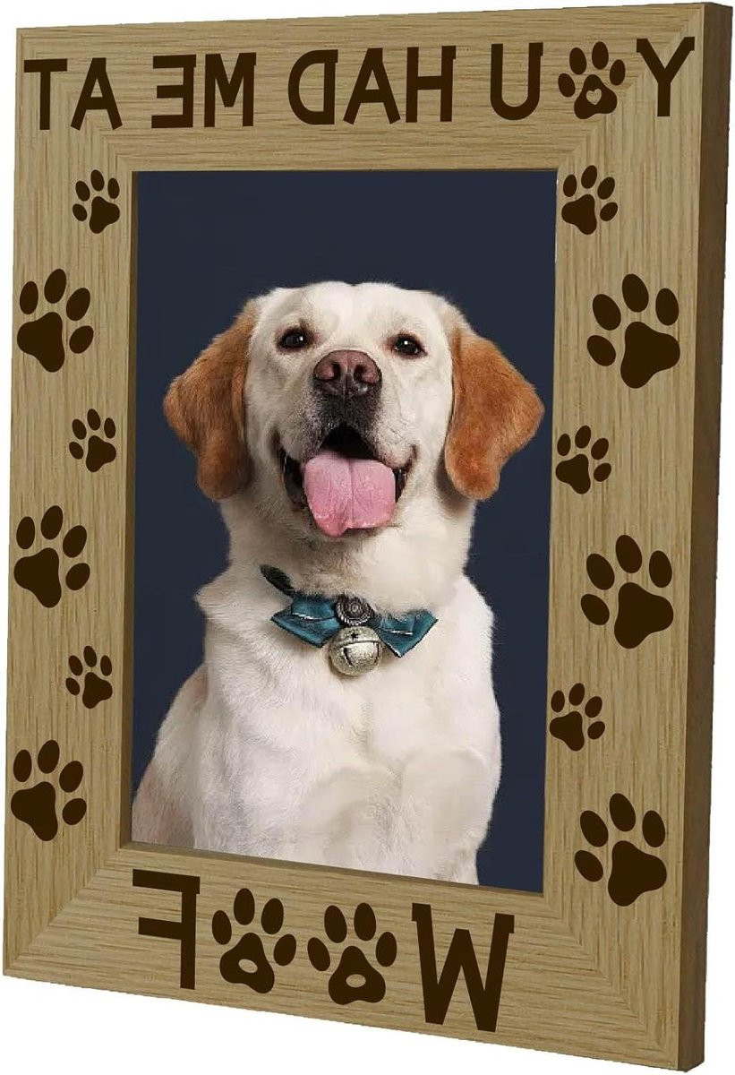 Houten Fotolijst Hond - Huisdier Lijst Pootafdruk Frame - Houtkleur - 4x6 Inch