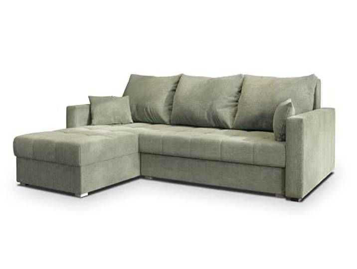 Masseno Ecksofa NIDA mit Schlaffunktion L-Form, Sofa mit Bettkasten, Wohnzimmersofa, Couch, Soffa, Bettsofa, Couchgarnitur- Grün, INARI 34