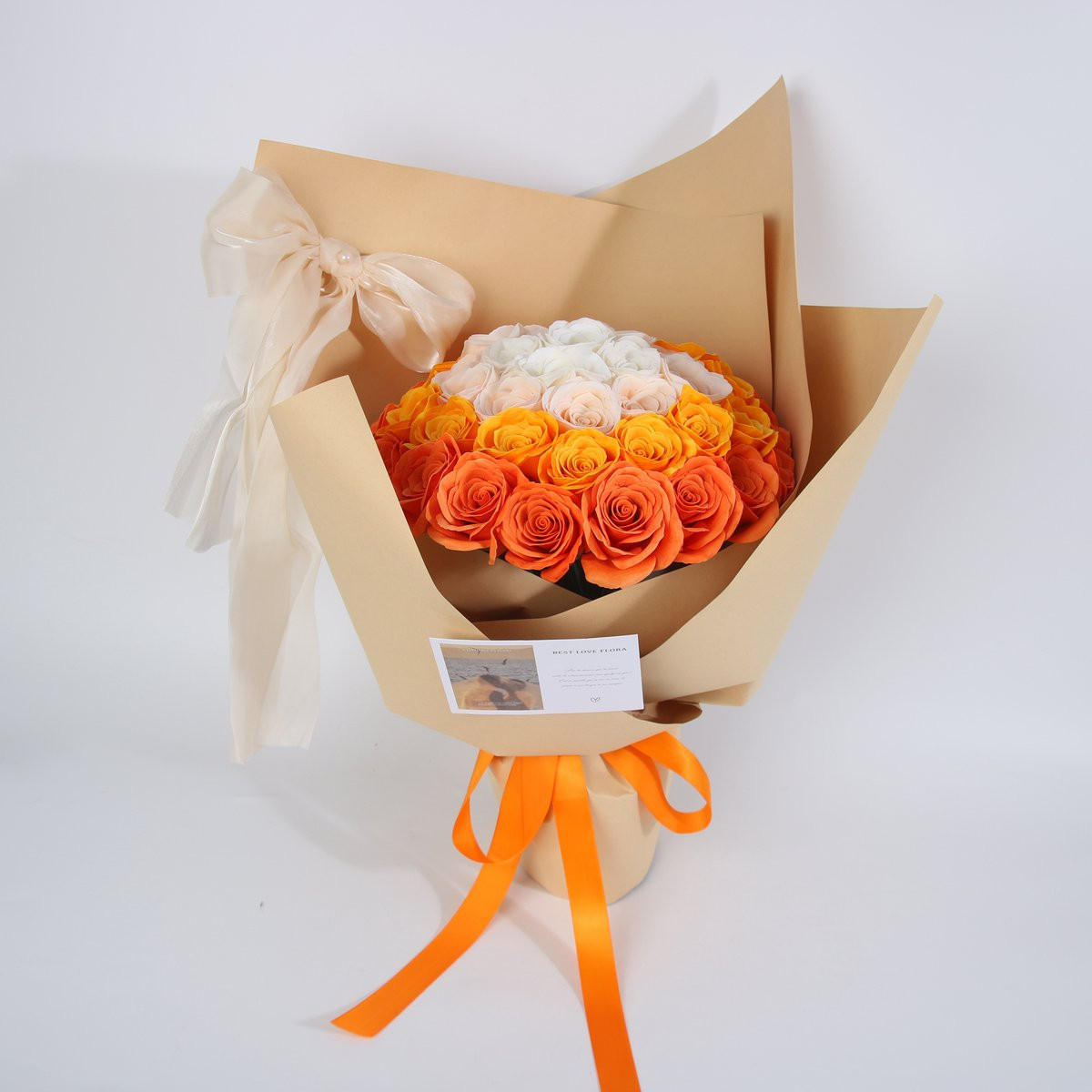 La Roselle Amsterdam Kunstrozenboeket Oranje & Ivoor