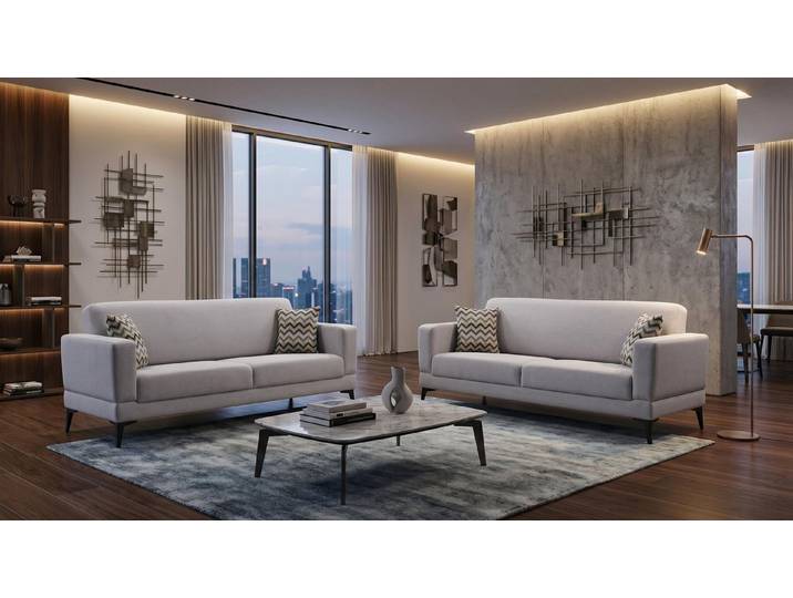 Xlmoebel Polstergarnitur Luxuriöses graues Sofaset 2+2-Sitzer-Sofas Stoffsofas Wohnzimmer