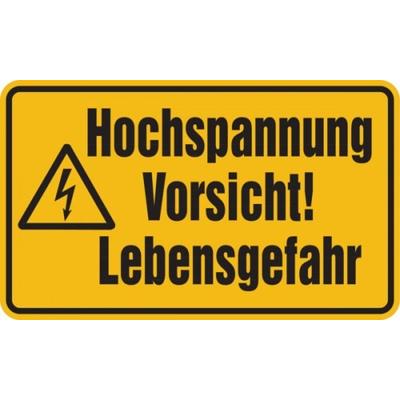Warnschild, Hochspannung Vorsicht! Lebensgefahr - 200x120x1.5 mm Kunststoff