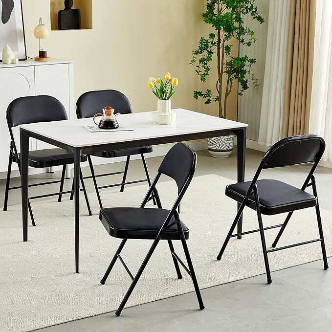 Inbox Zero Crume Folding Chair (set of 4) Black 79cm H X 46cm D X 46cm W