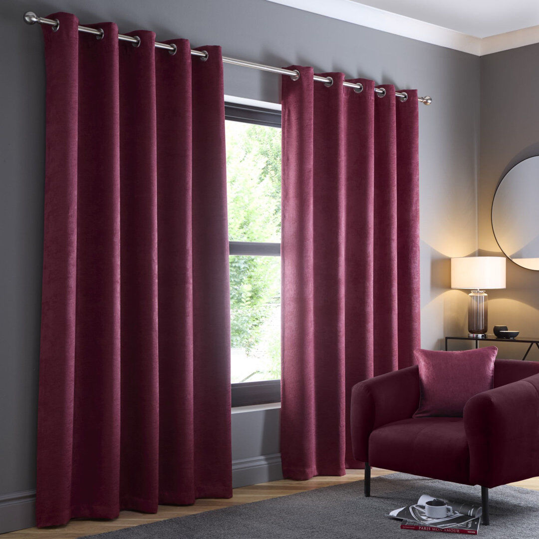 Fusion Strata Room Darkening Curtain Wine Width 229 x Drop 275 cm