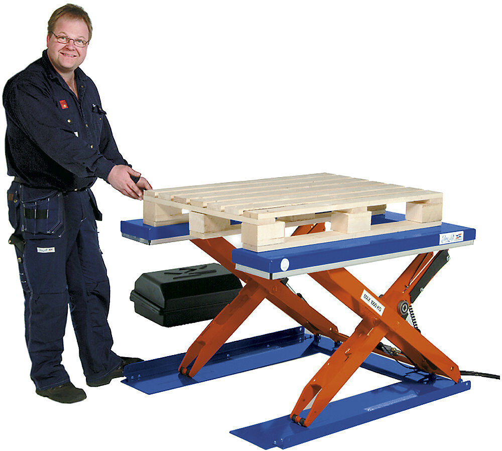 Flachform-Hubtisch, LxB 1450 x 1085 mm, Hubbereich bis 800 mm, Plattform U-Form, 230 V, Hand-Bedienelement Edmolift