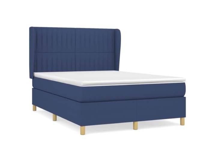 PUGYNBK Boxspringbett, Stoffmatratze, Blau, 140 x 190 cm Verstellbares Kopfteil, Taschenfedern, mittlere Festigkeit, weicher Schutz, Handbuch im Lieferumfang enthalten