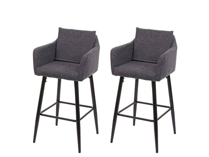 Jamb Barhocker Anthrazit 2er-Set, Textil, 54x105x53 cm, Esszimmer, Barmöbel, Barhocker