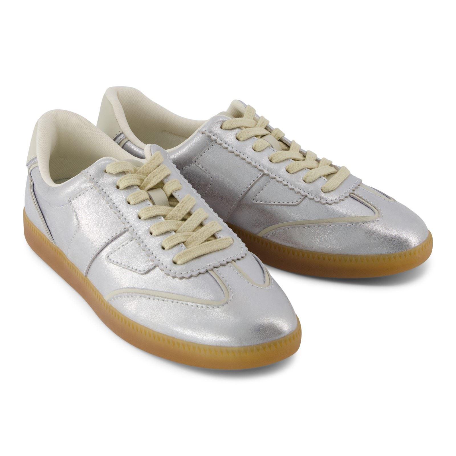 TOMS Collins Leren Dames Zilveren Sneakers