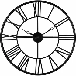 WDMT Runde Vintage-Wanduhr aus Metall Ø 69 cm Schwarz