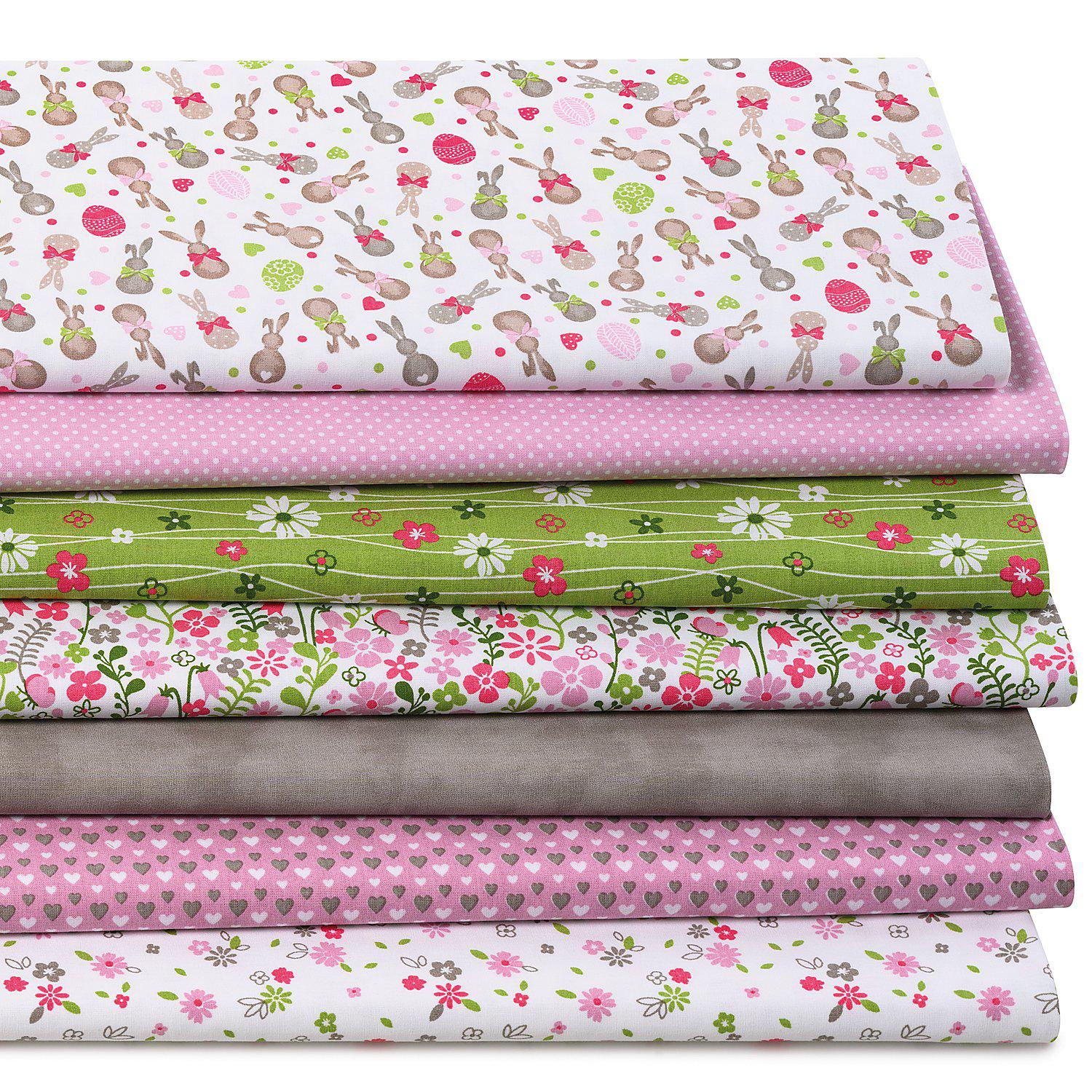 Patchwork- und Quiltpaket Hasen-Silhouette "Mona", grün/pink
