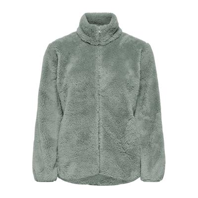 Plüschjacke ONLY "ONLMIRA CONTACT JACKET OTW", Damen, Gr. L, grün (lilypad), Plüsch, Obermaterial: 100% Polyester, unifarben, normal, Jacken, Kunstfaser
