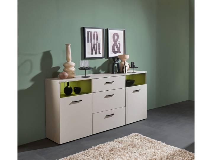 Beleuchtetes Sideboard Venchy 180 x 88 x 40cm Grau/Beige