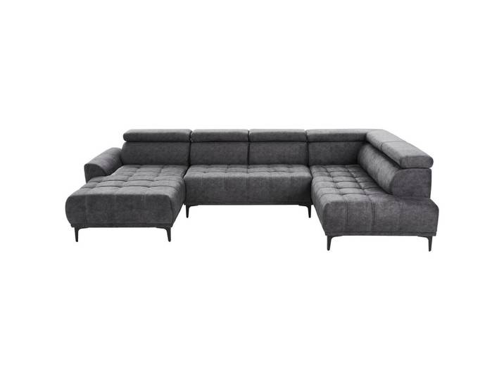 Stylife Wohnlandschaft, Graphit, Metall, 4-Sitzer, U-Form, 340x191 cm, Typenauswahl, Stoffauswahl, seitenverkehrt erhältlich, Hocker erhältlich, Wohnzimmer, Sofas & Couches, Wohnlandschaften, Wohnlandschaft U-Form