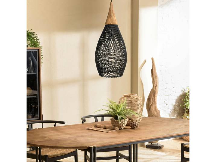 Suspension goutte en rotin 35cm FOLELLI - Noir