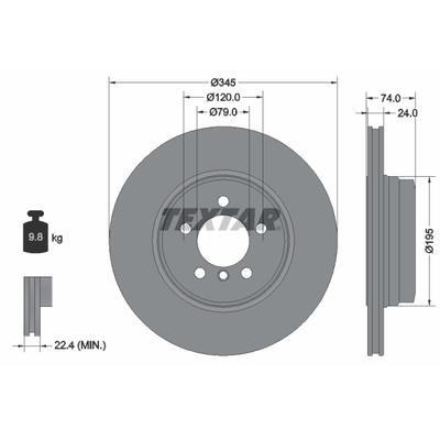 TEXTAR Bremsscheibe PRO+ 92155005 345mm 24mm für BMW