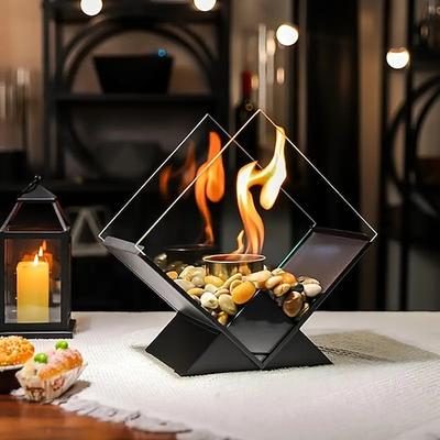 Diamant-Tischfeuerschale, tragbarer Tischkamin, sauber brennender Bioethanol-Kamin ohne Abzug für Partys und Veranstaltungen im Innen- und Außenbereich auf der Terrasse