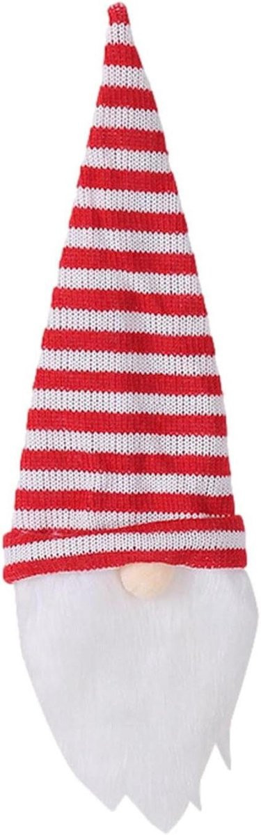 Kerst Wijnflessenhouder - Gebreide Flessenhoes met Rood en Wit Streepjesontwerp - 37 cm