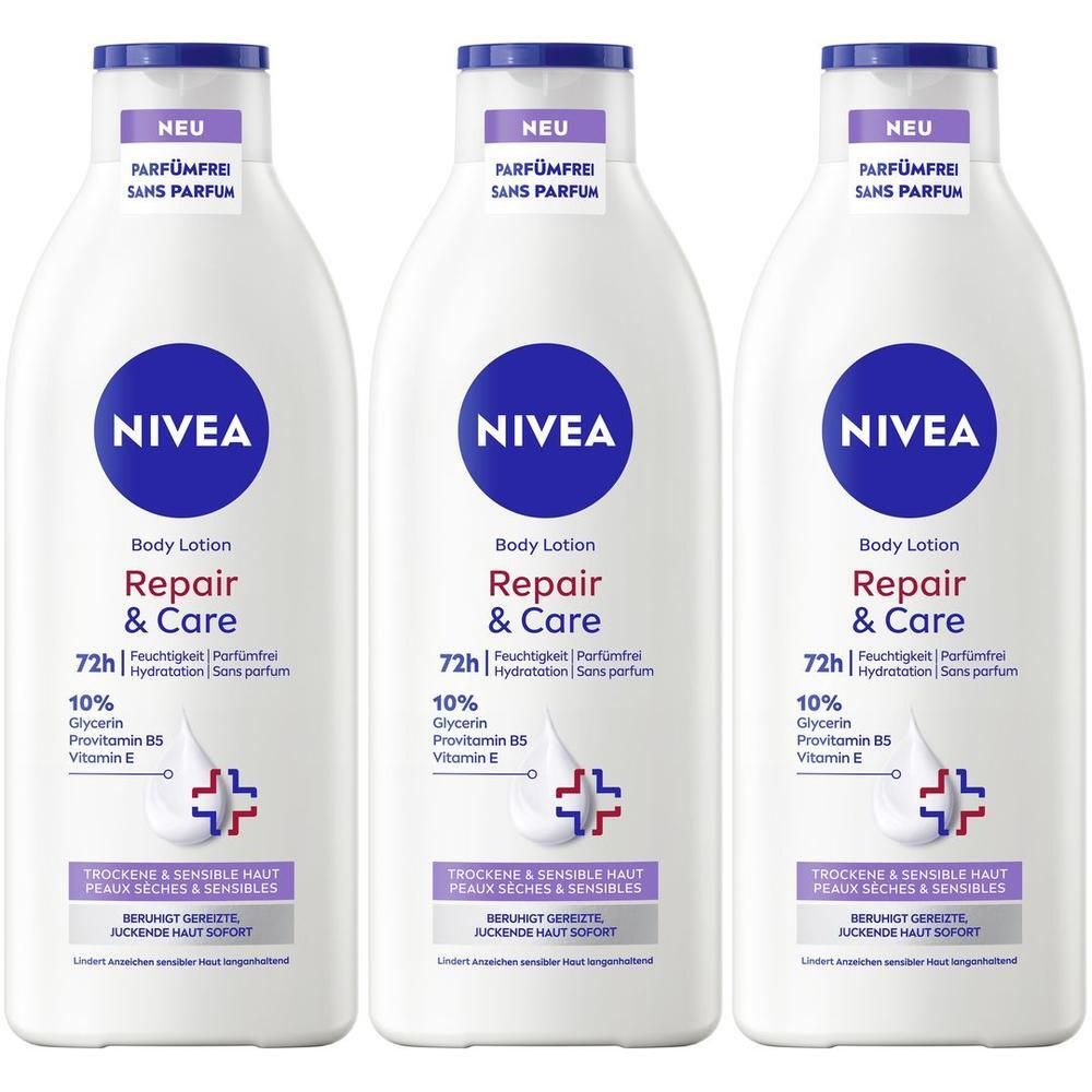 Nivea Repair & Care Body Lotion Parfümfrei 400ml x3 3x400 ml