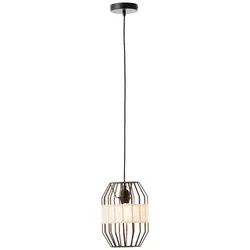 BRILLIANT Lampe, Slope Pendelleuchte 23cm schwarz/natur, 1x A60, E27, 40W, Kabel kürzbar / in der Höhe einstellbar