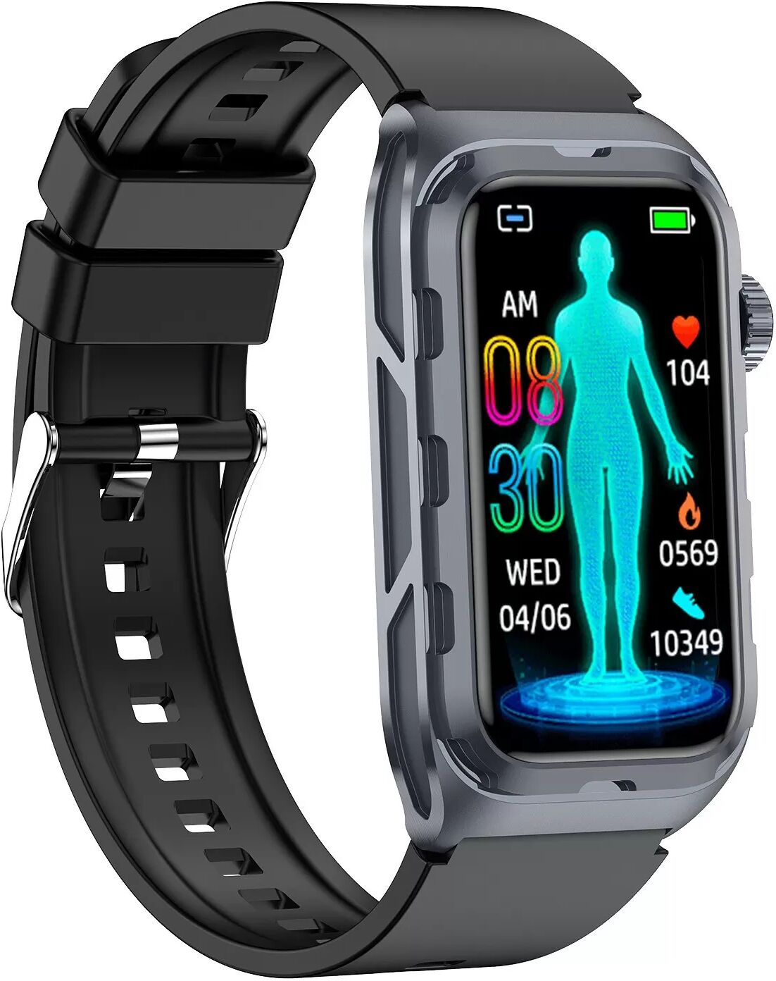 INF Smartes Armband mit EKG-, Blutdruck- und Körperzusammensetzungsüberwachung Schwarz
