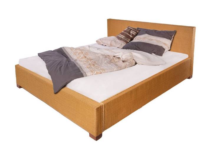 SAM® Massivholzbett Ariana, Doppelbett aus geflochtenem Loom, sehr robust, Handfertigung