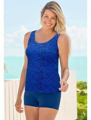 Plus Size Women's Classic Tankini Top by Swim 365 in Blue Abstract (Size 16)