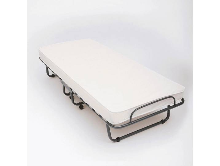 The White Stone Klappbett mit Matratze 80x190 cm aus Waterfoam, Weiß, Textil, Birke, H3, 80x190 cm, Made in Italy, Schlafzimmer, Bett