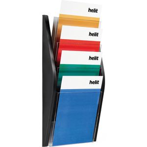Helit Prospekthalter H62701-95, the arc, schwarz, Wandprospekthalter, Kunststoff, 4 x A4