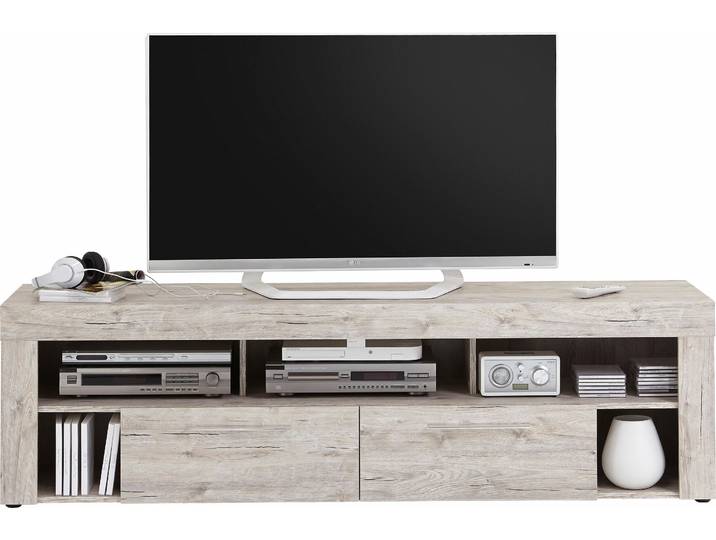 Lowboard FMD VIBIO 2 , braun (sandeichefarben), B:180cm H:52,8cm T:39,8cm, Sideboards, Lowboard, mit fünf Fächern und zwei Schubkästen, Breite 180 cm