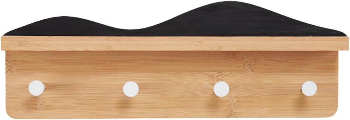 Wandkapstok met plank van natuurlijk bamboe in de kleur natuurlijk