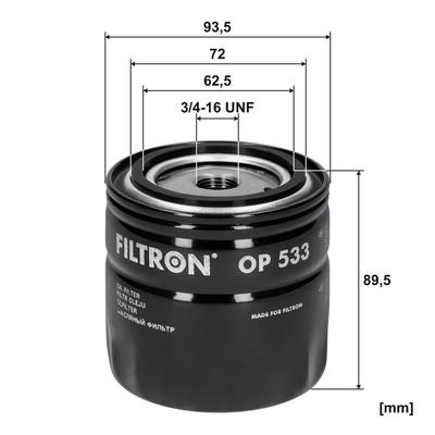 FILTRON Ölfilter op533 Anschraubfilter 95mm Gewindemaß3/4-16 UNF für SAAB Ford Fiat Chrysler SUNBEAM GM ISUZU VAG