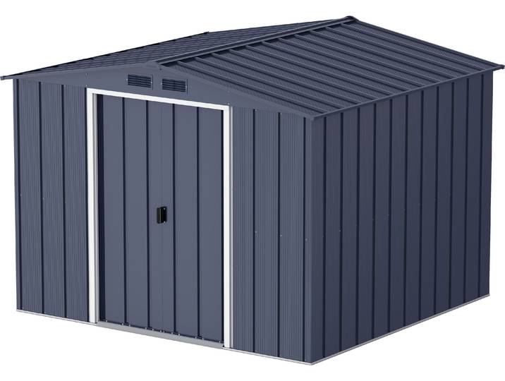 Gartenhaus VCM Metall Gerätehaus 262x234 Gartenhaus Schiebetüren , schwarz (anthrazit), Gartenhäuser, Gartenhaus