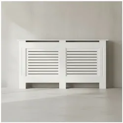 KADIMA DESIGN Moderne Heizkörperabdeckung mit Lamellenmuster, Elegante Lösung zur Verbesserung der Raumgestaltung, Weiß